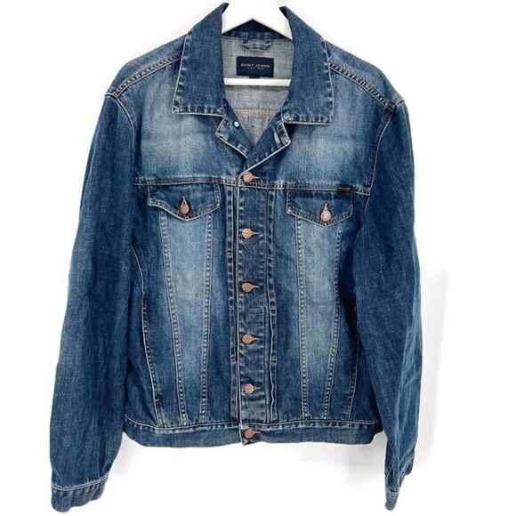 Gant Jeans USA Denim Jacket Stonewash Made in Italy Trucker Sz XL - Picture 1 of 7